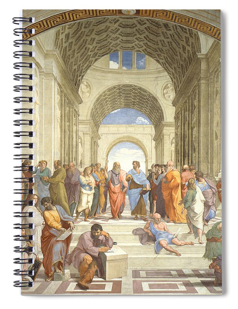 Science Spiral Notebook featuring the photograph The School Of Athens, Raphael by Science Source