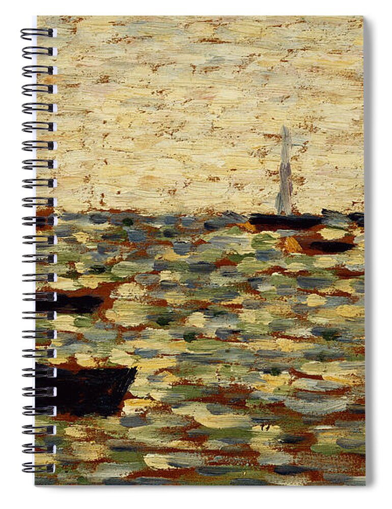 Seurat Spiral Notebook featuring the painting The Sea at Grandcamp by Georges Pierre Seurat