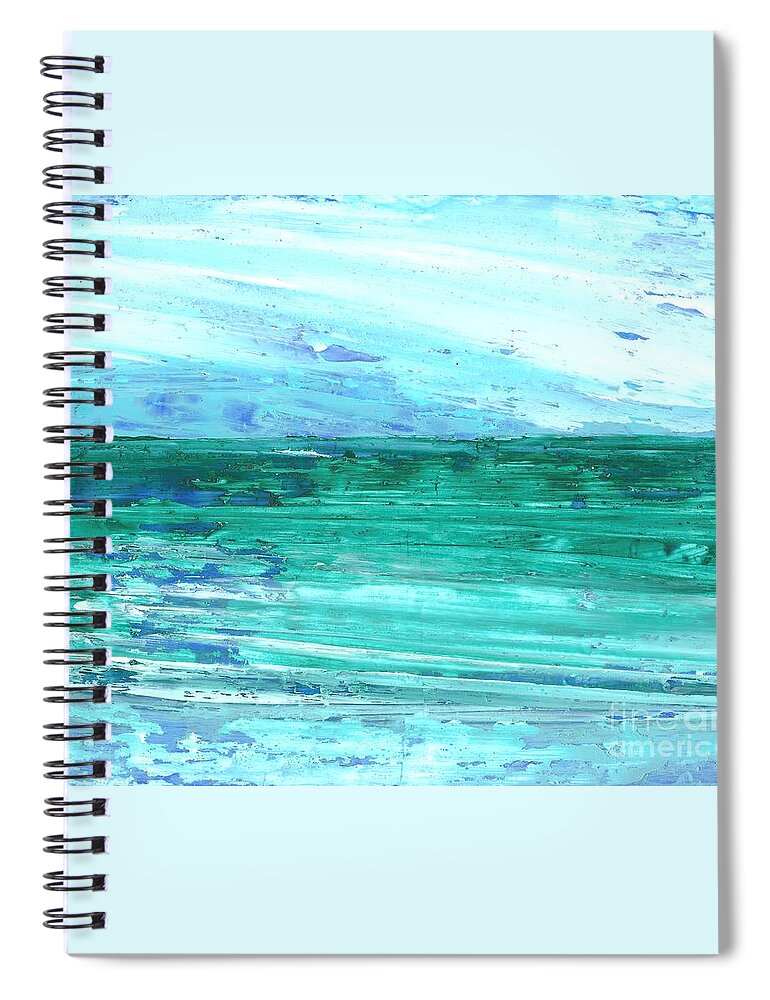 Ocean Scene Spiral Notebook featuring the painting Rolling Waves by Corinne Carroll