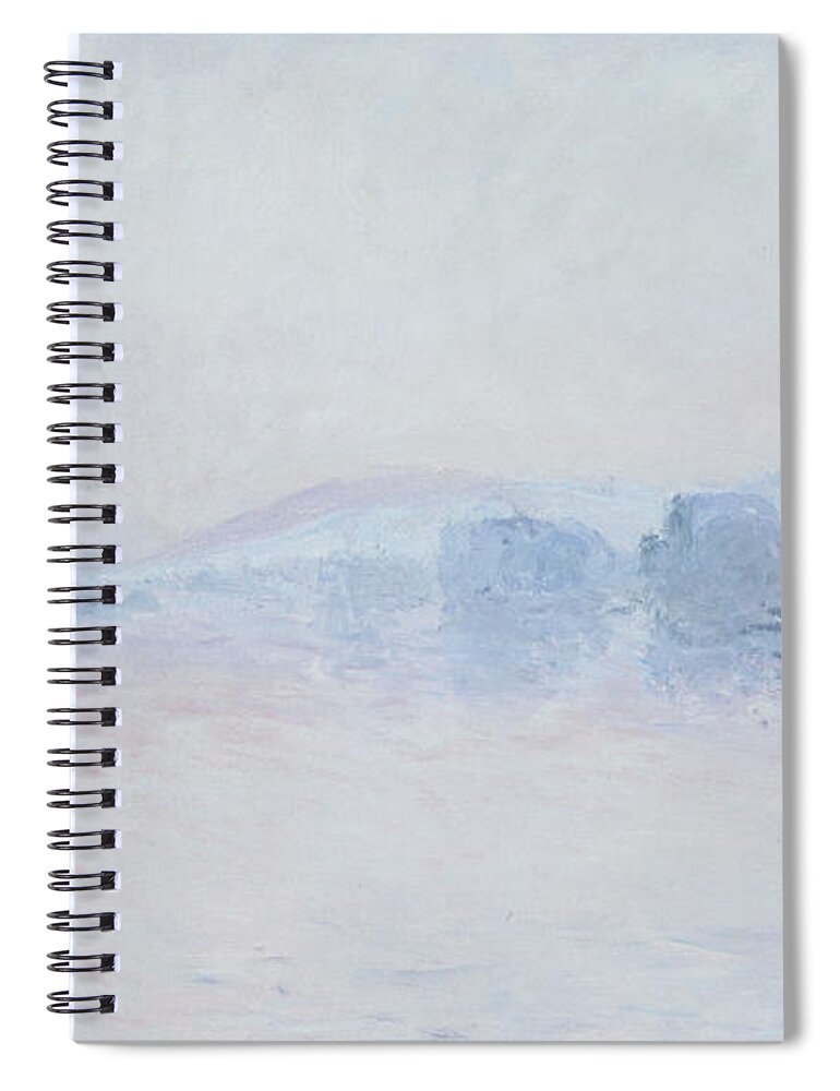 Impressionism; Impressionist; Landscape; River; Dawn; Mist; Reflection; Tree; River Spiral Notebook featuring the painting The Seine near Vernon by Claude Monet