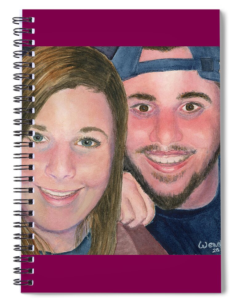 Self Portrait Spiral Notebook featuring the painting The Selfie - Sam and Erick by Wendy Keeney-Kennicutt