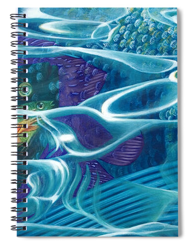Fish Spiral Notebook featuring the painting The Seven Fishes by Nad Wolinska