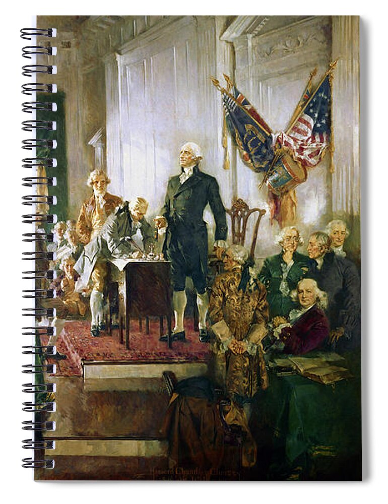 Howard Chandler Christy Spiral Notebook featuring the painting The Signing of the Constitution of the United States, 1787 by Howard Chandler Christy