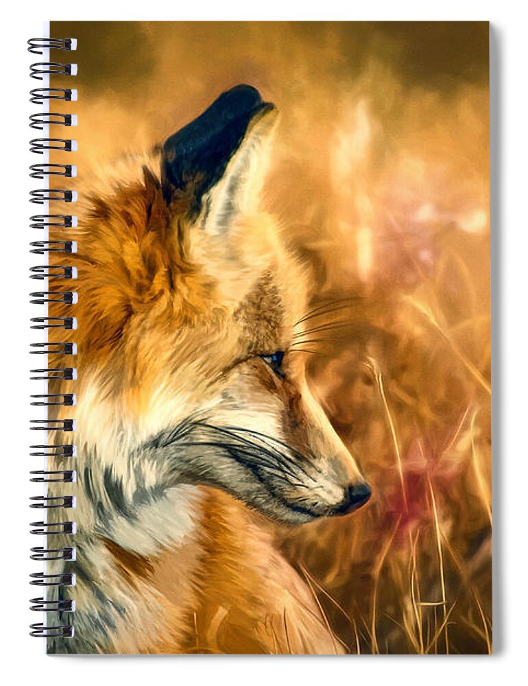 Fox Spiral Notebook featuring the painting The Sly Fox by Tina LeCour