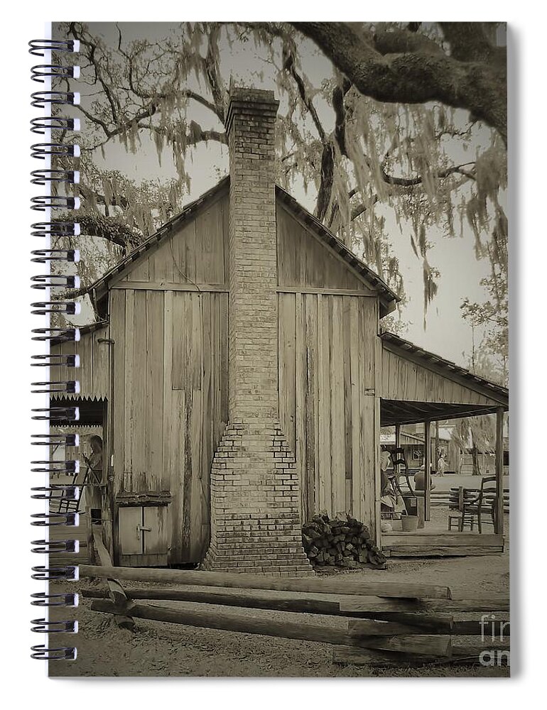 Sepia Spiral Notebook featuring the photograph The Smith Cracker House Sepia by D Hackett