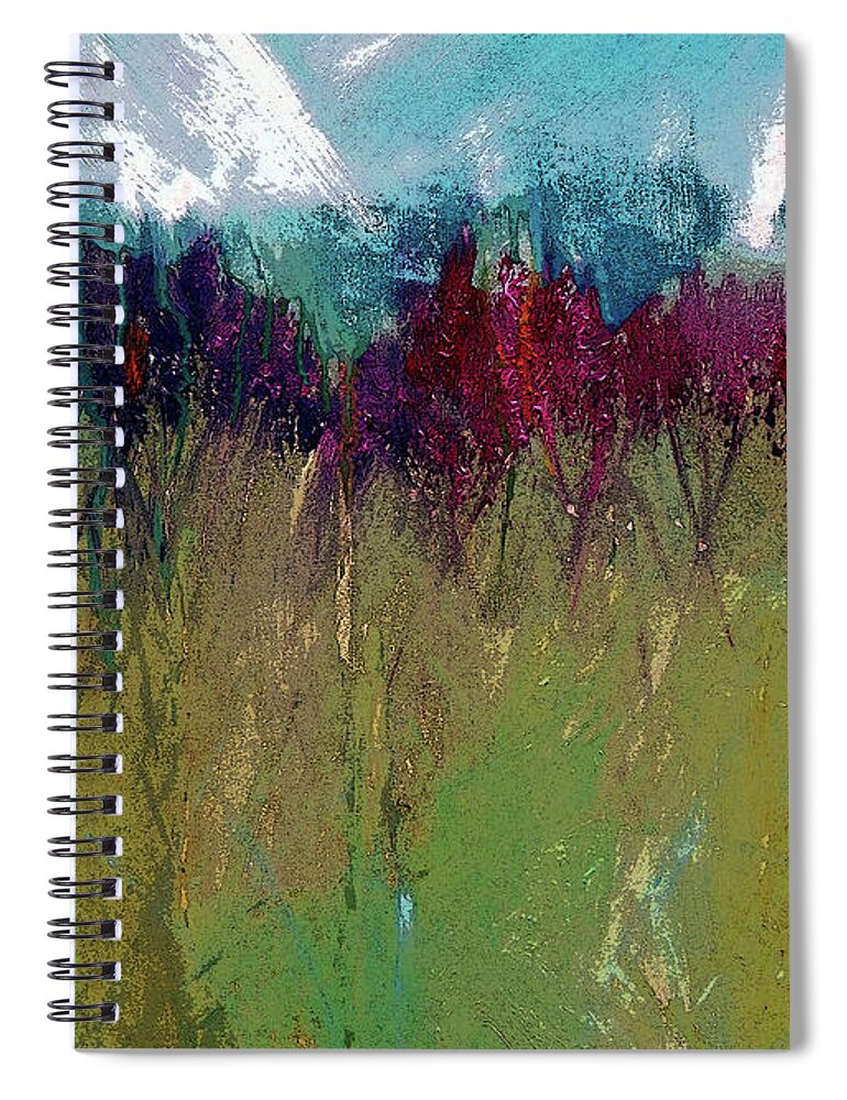 Snowy Spiral Notebook featuring the digital art The Snowy Mountain In Spring Painting   by Lisa Kaiser