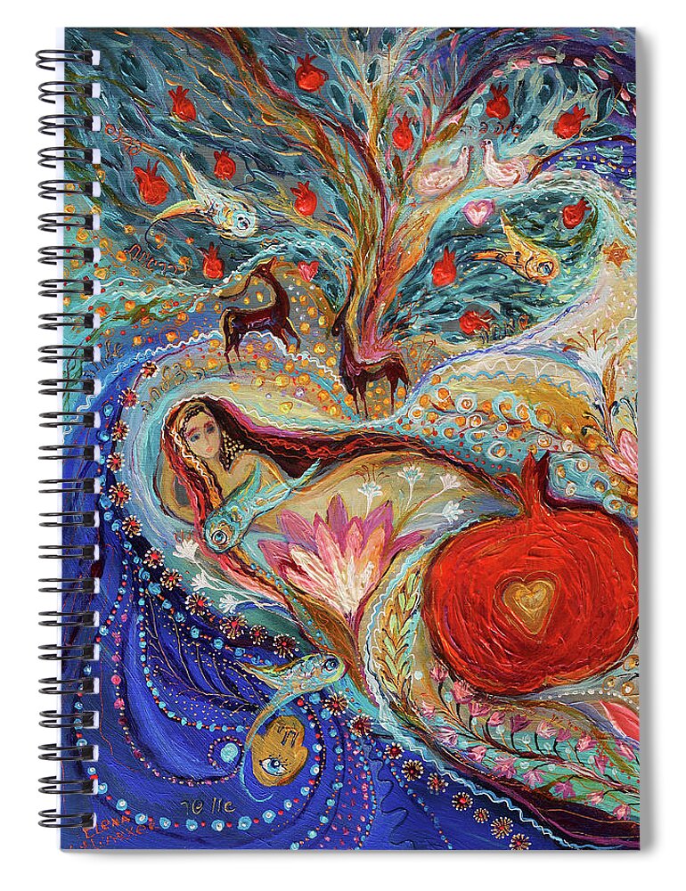 Modern Jewish Art Spiral Notebook featuring the painting The Song of songs. Night by Elena Kotliarker