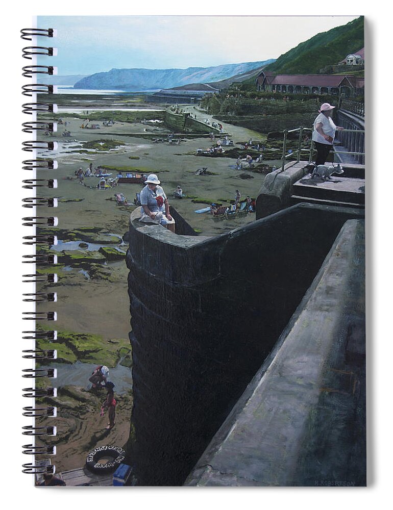 Britain Spiral Notebook featuring the painting The South Bay in Scarborough. by Harry Robertson