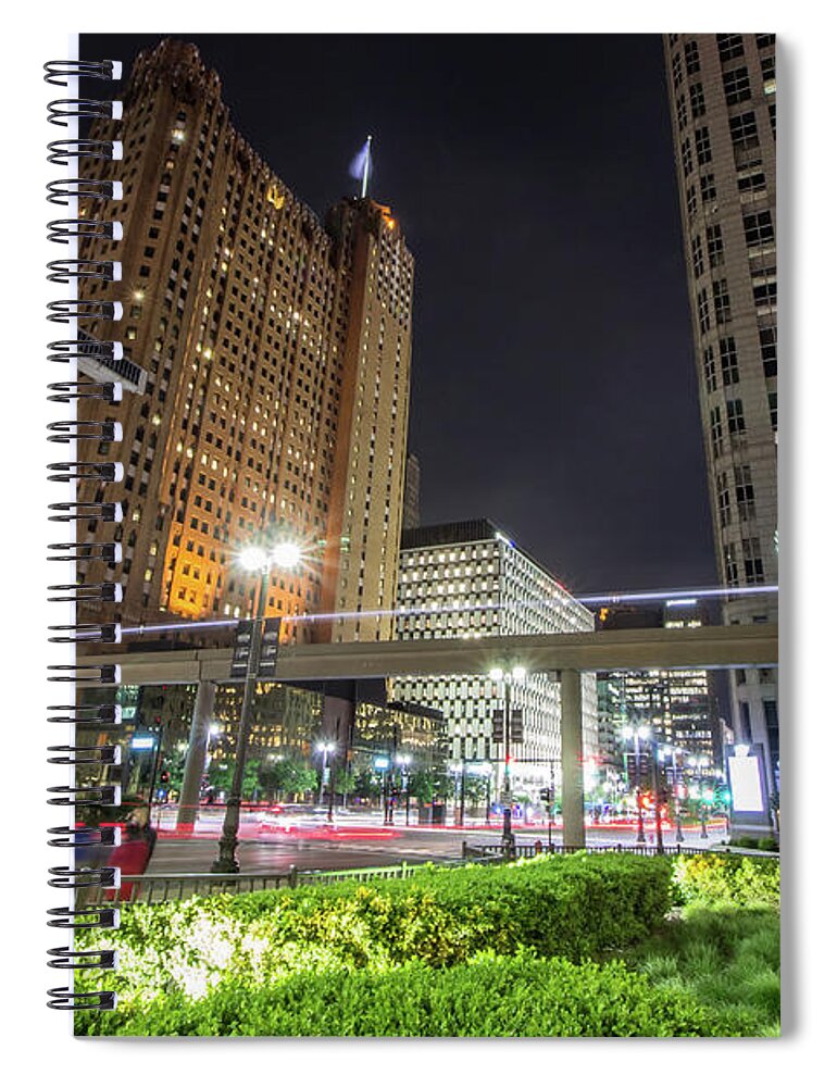 Detroit Spiral Notebook featuring the photograph The SPIRIT looking on in Downtown Detroit by Jay Smith