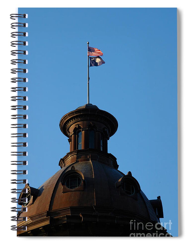 Capitol Spiral Notebook featuring the photograph The State Flag of South Carolina in Columbia SC by Susanne Van Hulst