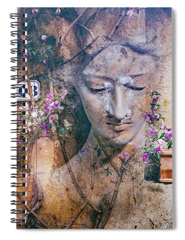 Statue Spiral Notebook featuring the digital art The statue with the romantic touch by Gabi Hampe