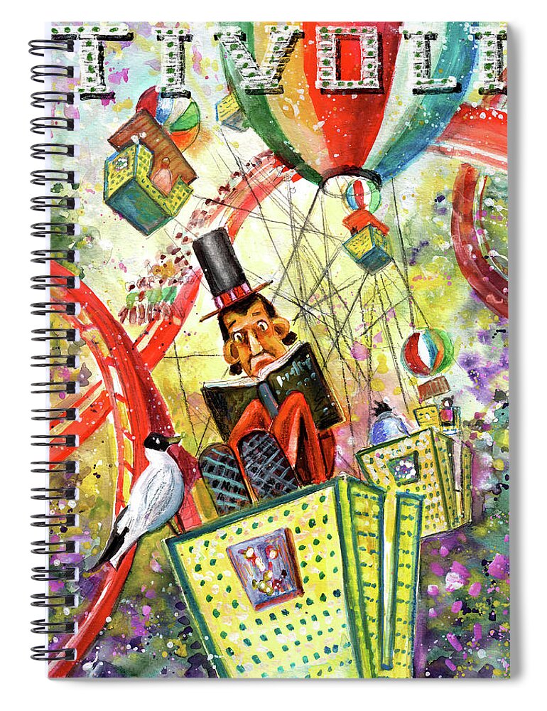 Travel Spiral Notebook featuring the painting The Storysteller Of Tivoli Gardens by Miki De Goodaboom