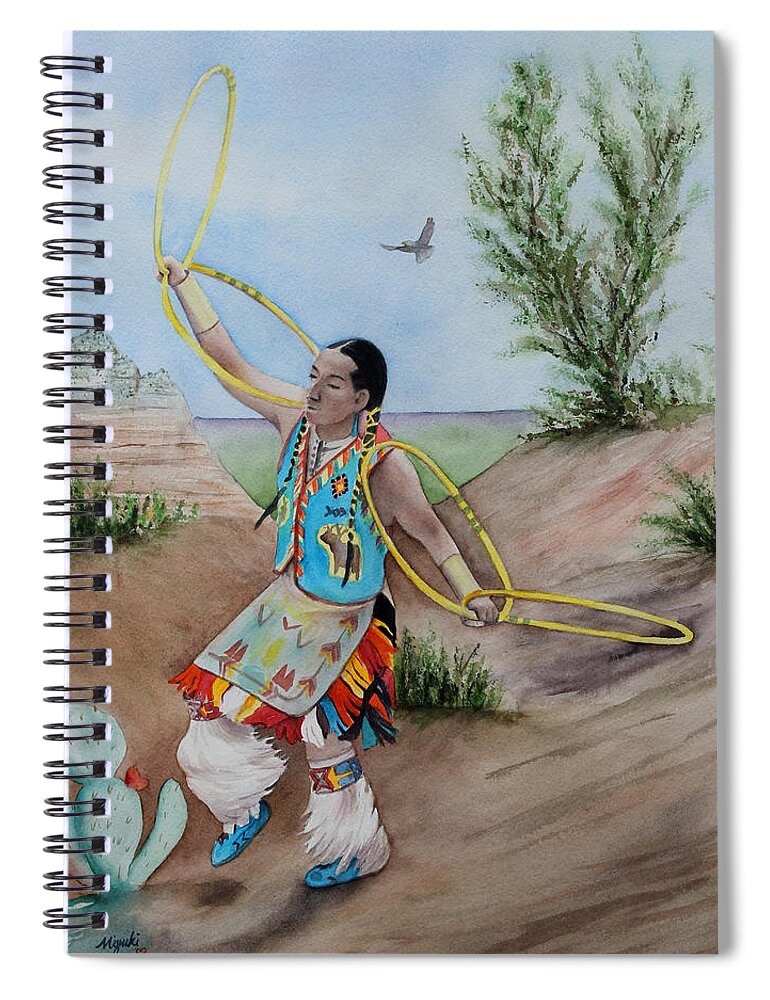 Native American Spiral Notebook featuring the painting The Storyteller by Kelly Miyuki Kimura