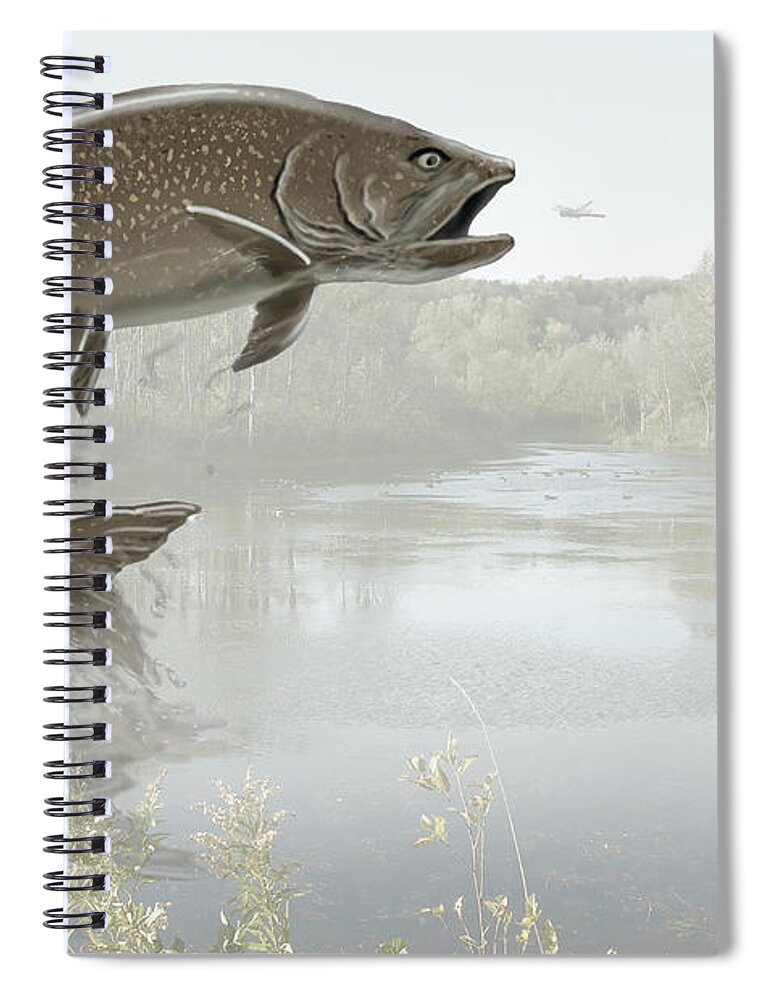 Trout Spiral Notebook featuring the digital art The Stream by Peter Rashford