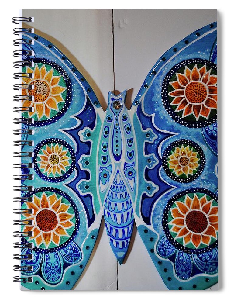 Art On Wood Spiral Notebook featuring the painting The Summer Butterfly by Patricia Arroyo