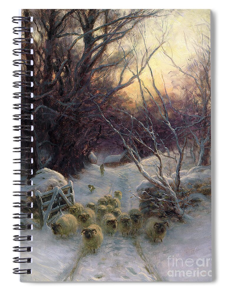 Winter Spiral Notebook featuring the painting The Sun had closed the Winter Day by Joseph Farquharson
