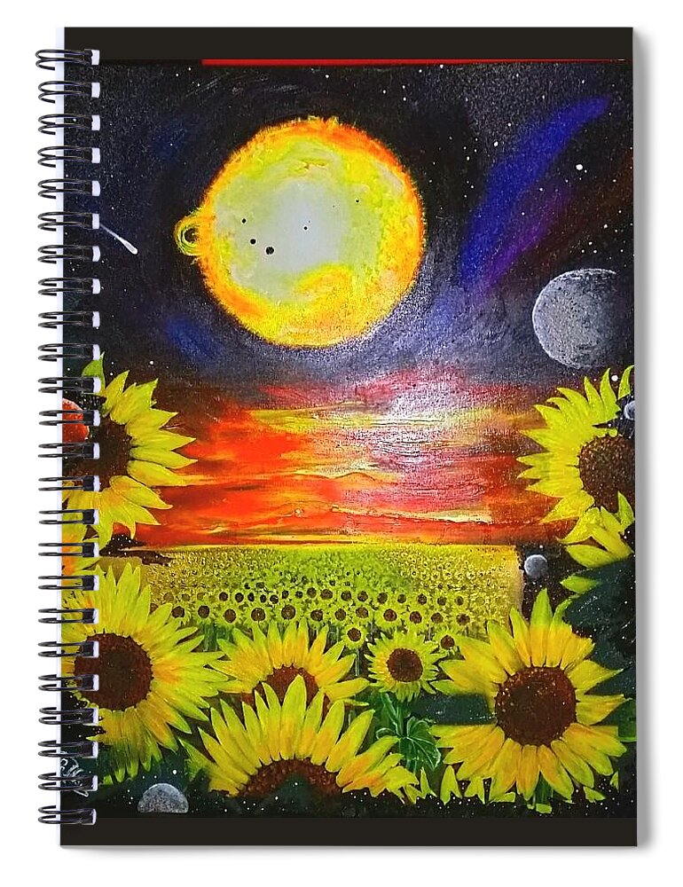 The Sun .antiman Spiral Notebook featuring the painting The Sunshine by John Palliser