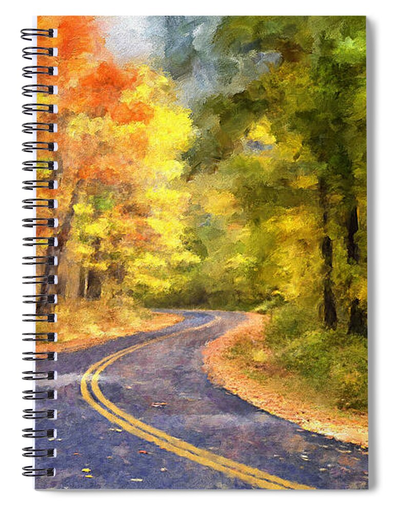 Autumn Landscape Spiral Notebook featuring the photograph The Sunny Side Of The Street by Lois Bryan