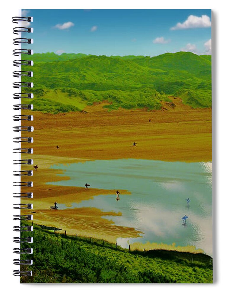 Seascapes Spiral Notebook featuring the photograph The Surfers by Richard Denyer