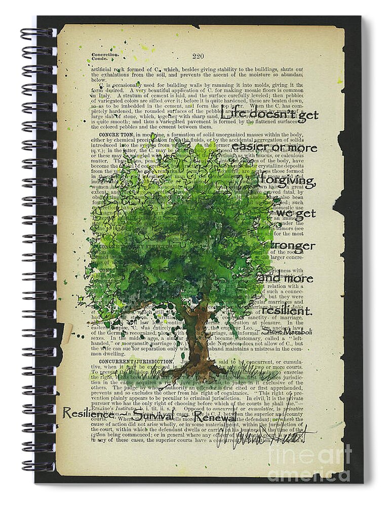 Survivor Tree Spiral Notebook featuring the painting The Survivor Tree 9/11 by Maria Hunt