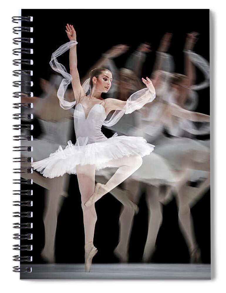 Ballet Spiral Notebook featuring the photograph The Swan Ballet dancer by Dimitar Hristov