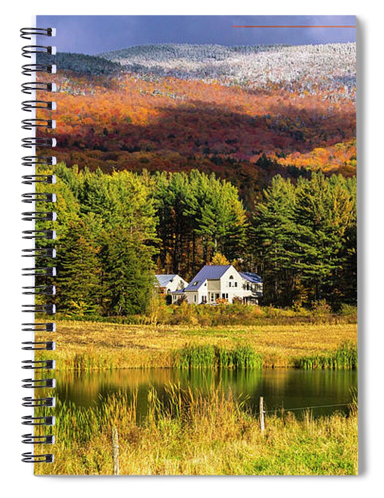 Fall Foliage Spiral Notebook featuring the photograph The tale of two seasons. by Scenic Vermont Photography
