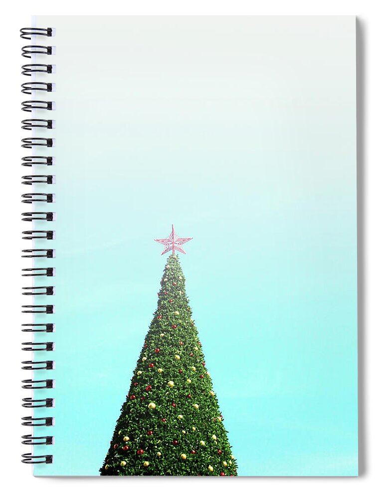 Christmas Spiral Notebook featuring the photograph The Tallest Christmas Tee- Photograph by Linda Woods by Linda Woods