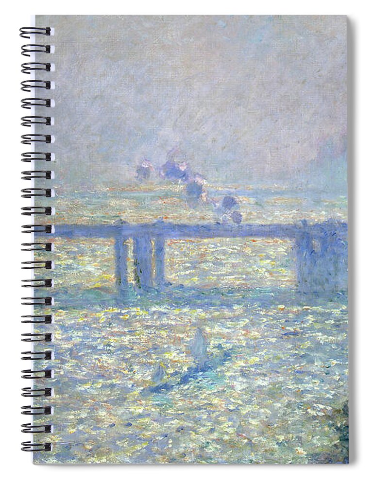 The Thames At Charing Cross Bridge Spiral Notebook featuring the painting The Thames at Charing Cross Bridge, London, 1899 by Claude Monet