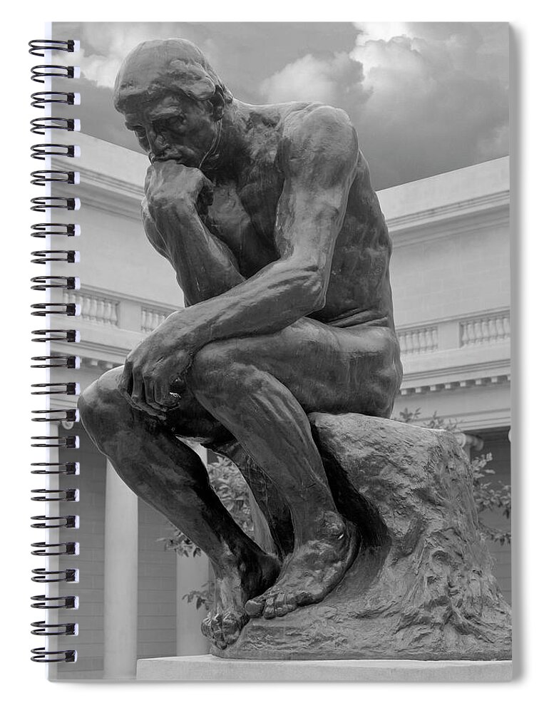 The Thinker Spiral Notebook featuring the photograph The Thinker Bronze Sculpture Auguste Rodin Legion of Honor San Francisco California 1 by Kathy Anselmo