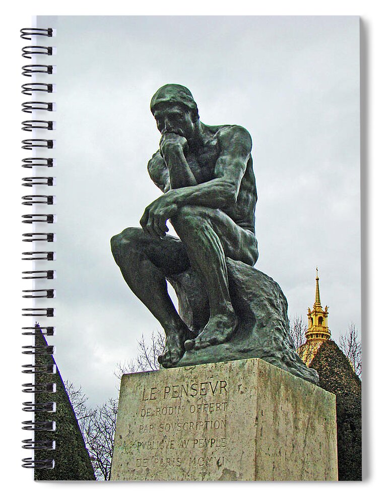 Al Bourassa Spiral Notebook featuring the photograph The Thinker by Rodin by Al Bourassa