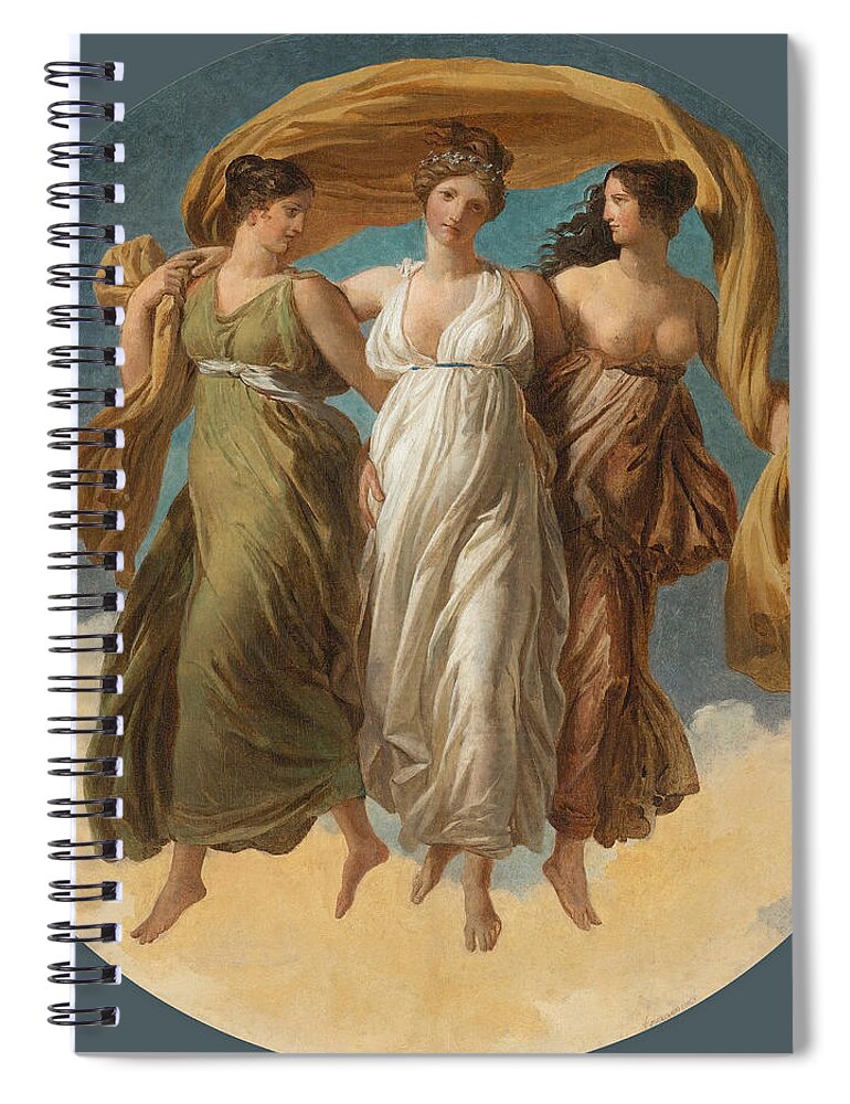 Alexandre-evariste Fragonard Spiral Notebook featuring the painting The Three Graces by Alexandre-Evariste Fragonard