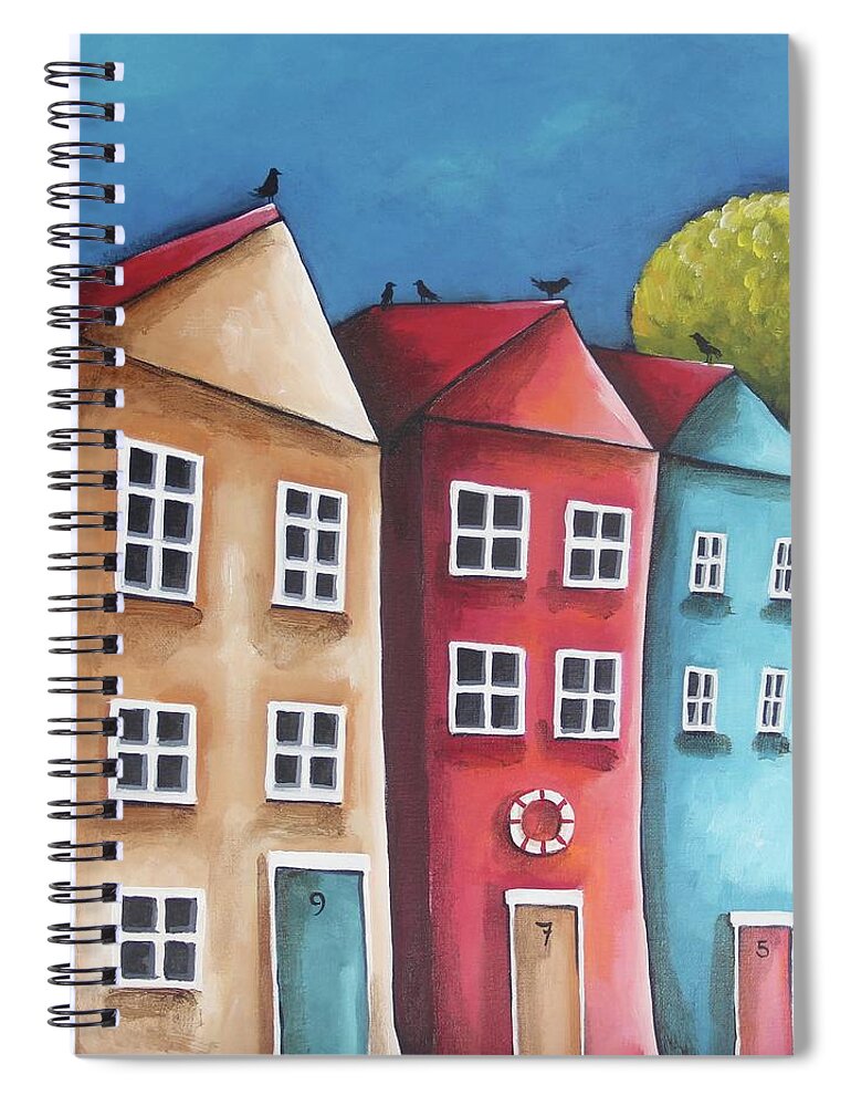 Whimsical Spiral Notebook featuring the painting The Three Sisters by Lucia Stewart