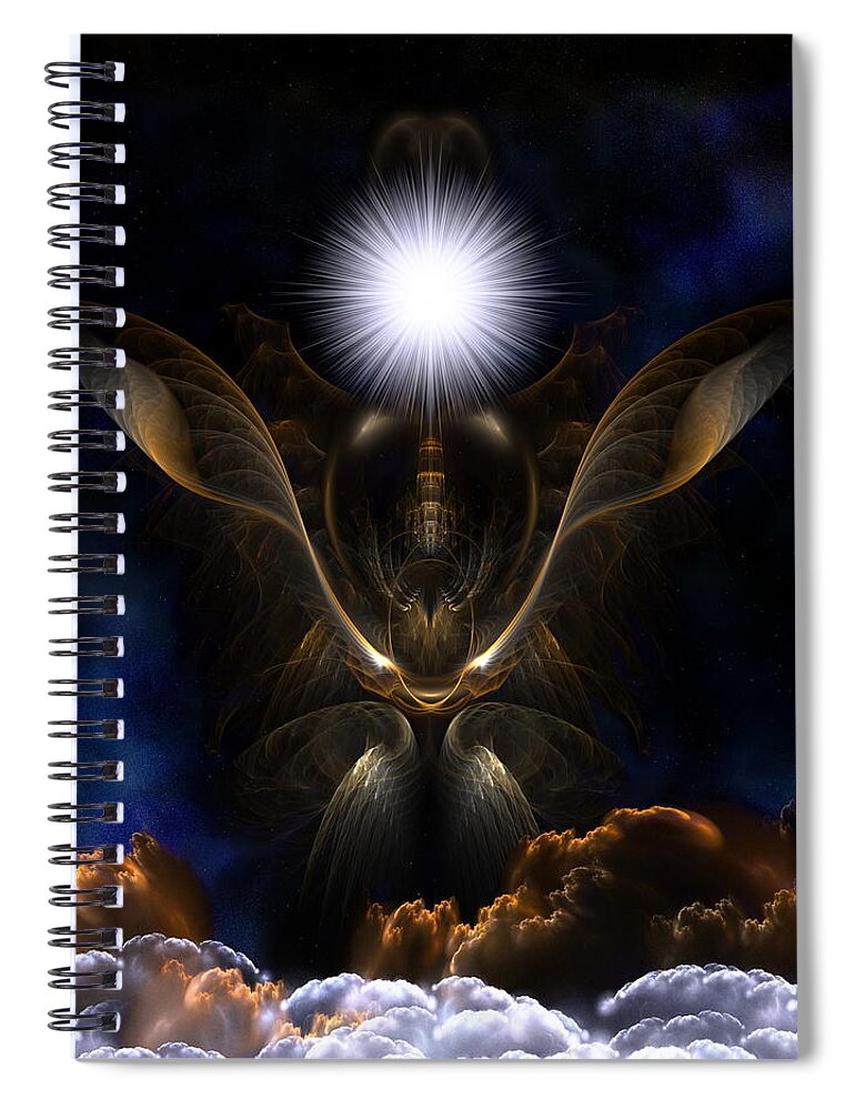 Tower In The Bottle Spiral Notebook featuring the digital art The Tower In The Bottle Takes Flight by Rolando Burbon