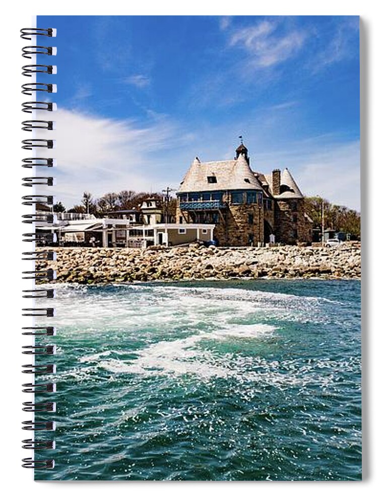 The Towers Spiral Notebook featuring the photograph The Towers of Narragansett by Veterans Aerial Media LLC