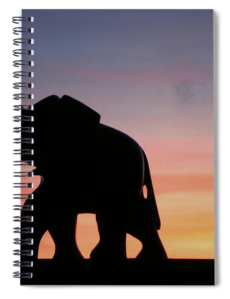 Elephant Spiral Notebook featuring the photograph The Trek by Joyce Dickens