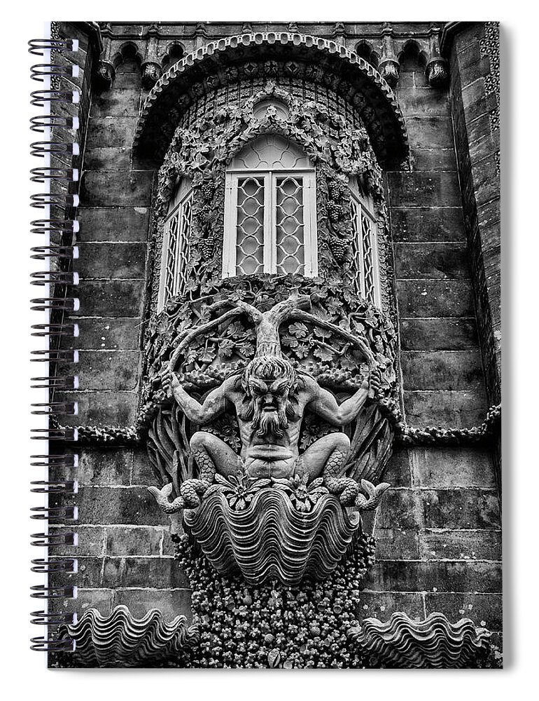 Depiction Spiral Notebook featuring the photograph The Triton of Pena Palace. by Pablo Lopez