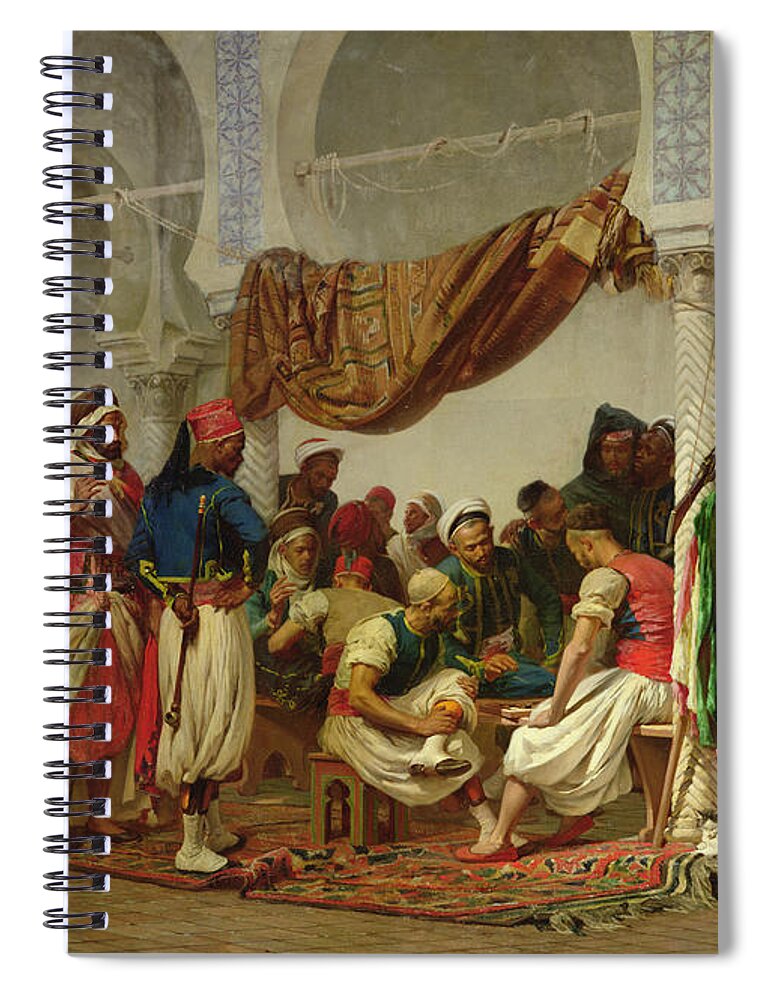 The Turkish Cafe Spiral Notebook featuring the painting The Turkish Cafe by Charles Marie Lhuillier