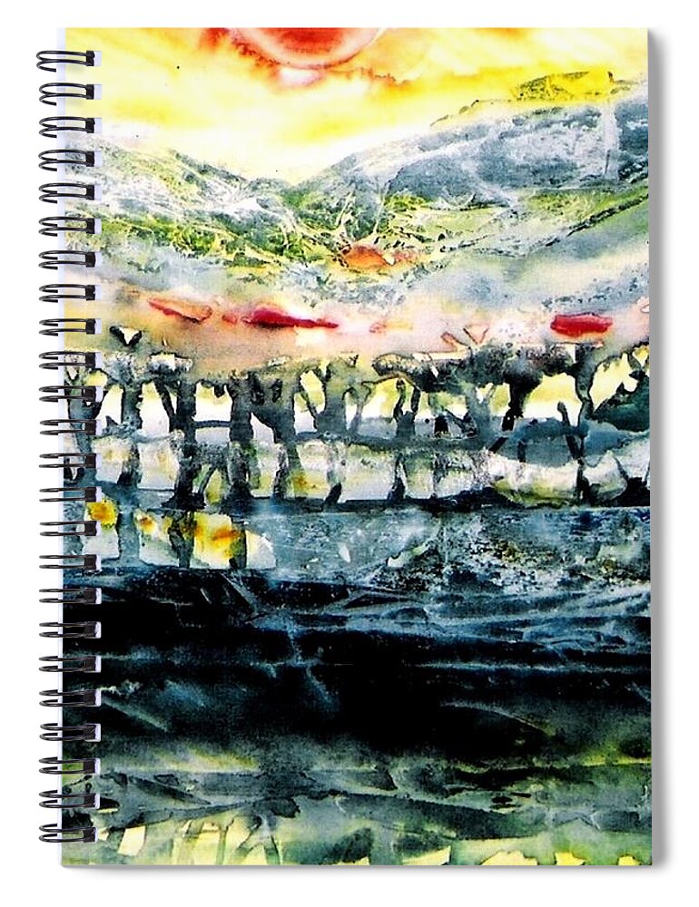 Sunrise Spiral Notebook featuring the painting The Twisted Reach of Crazy Sorrow by Trudi Doyle