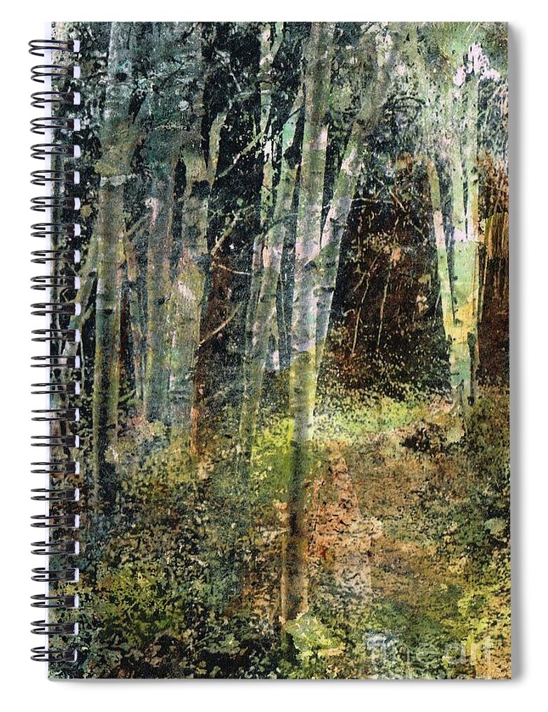 Aspens Spiral Notebook featuring the painting The Underbrush by Frances Marino