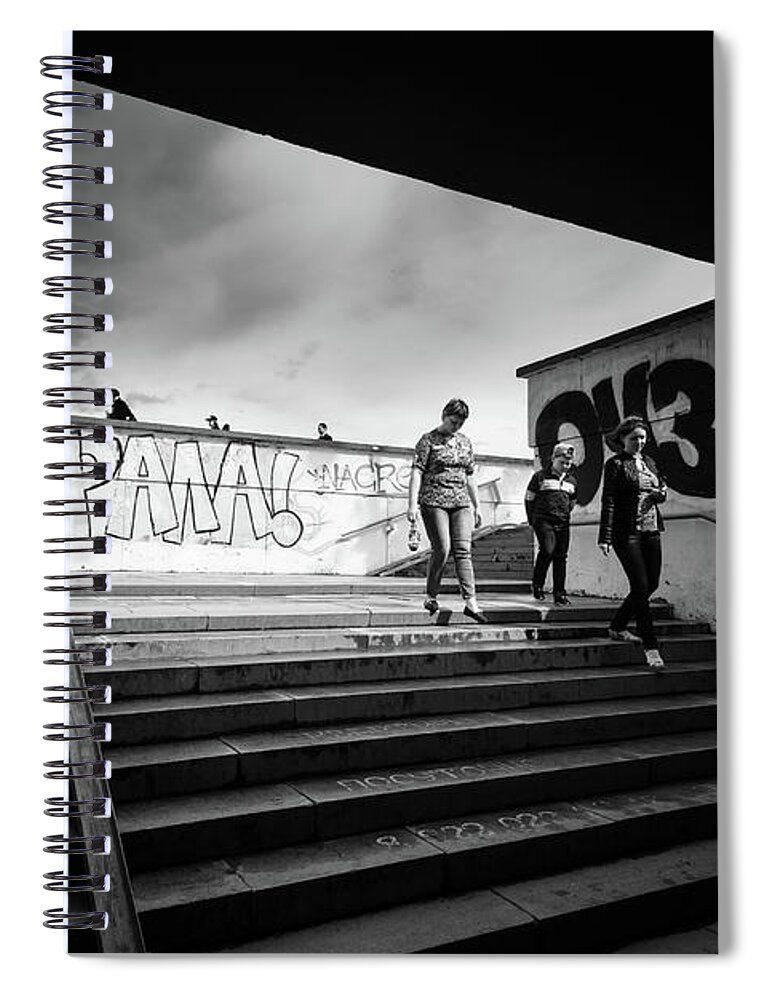 Urban Underpass Spiral Notebook featuring the photograph The Underpass by John Williams