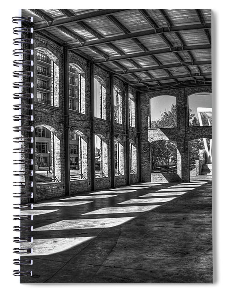Reid Callaway Reedy River Falls Park Spiral Notebook featuring the photograph The Venue BW Old Mill Wedding Venue Reedy River South Caroline Art by Reid Callaway