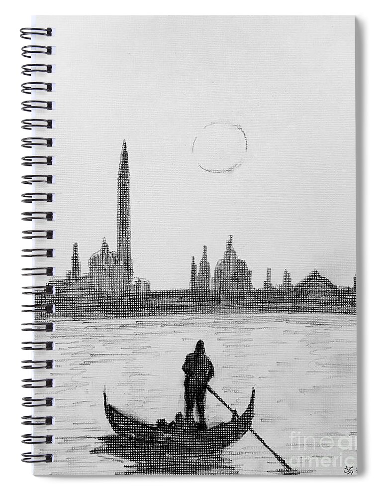 Seascape Spiral Notebook featuring the drawing The view D by Wonju Hulse