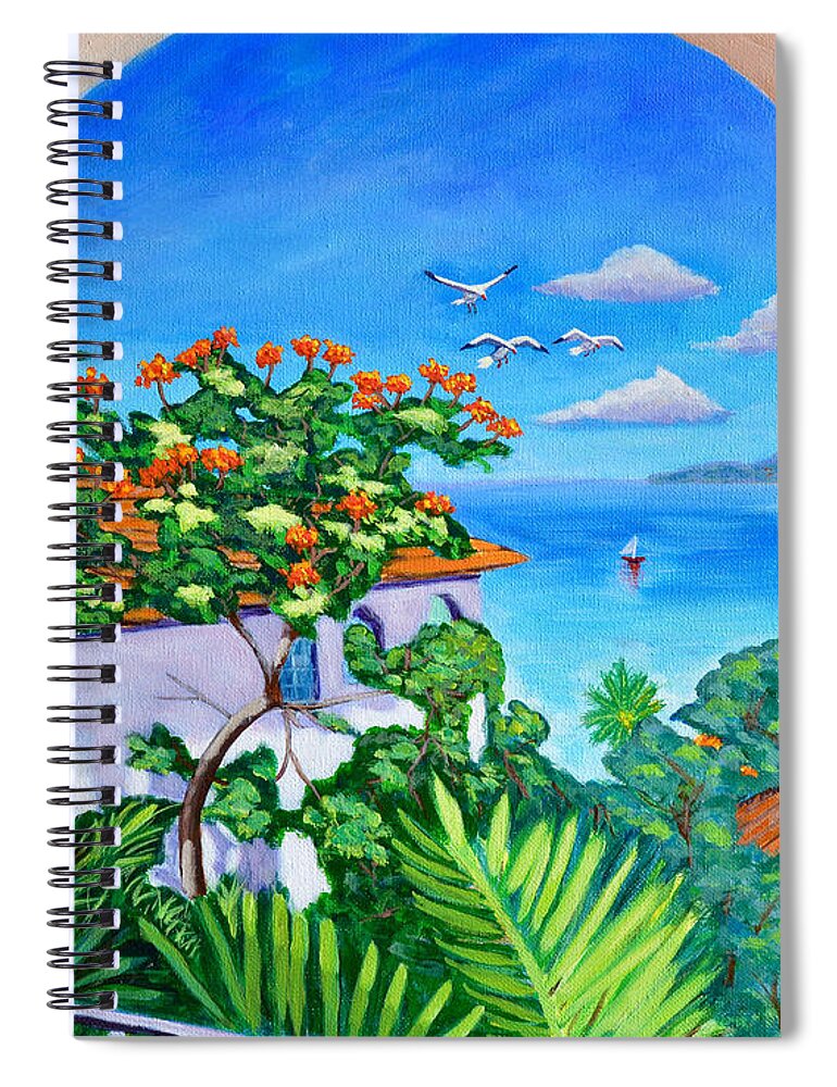 Seascape Spiral Notebook featuring the painting The View From A Window by Laura Forde