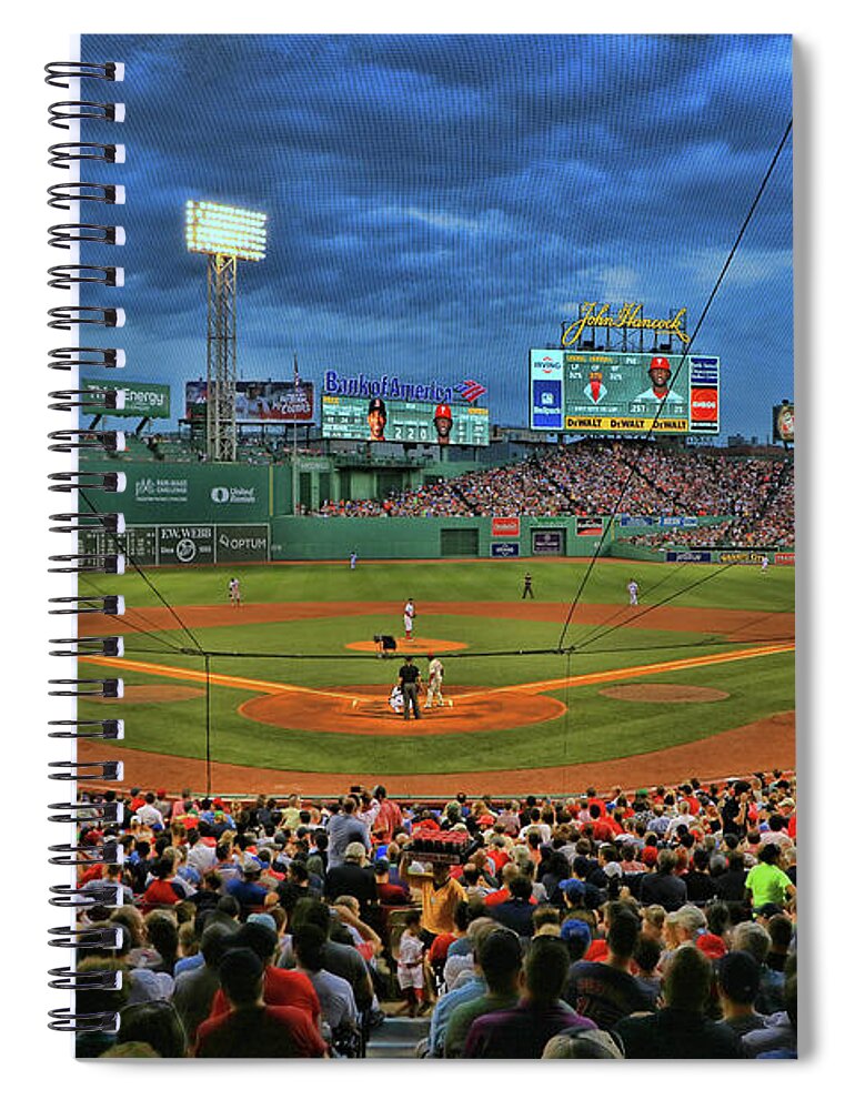Park Spiral Notebook featuring the photograph The View From Behind Home Plate - Fenway Park by Allen Beatty