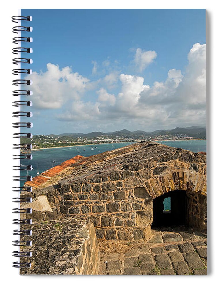 Pigeon Spiral Notebook featuring the photograph The view from Fort Rodney on Pigeon Island Gros Islet Caribbean by Toby McGuire