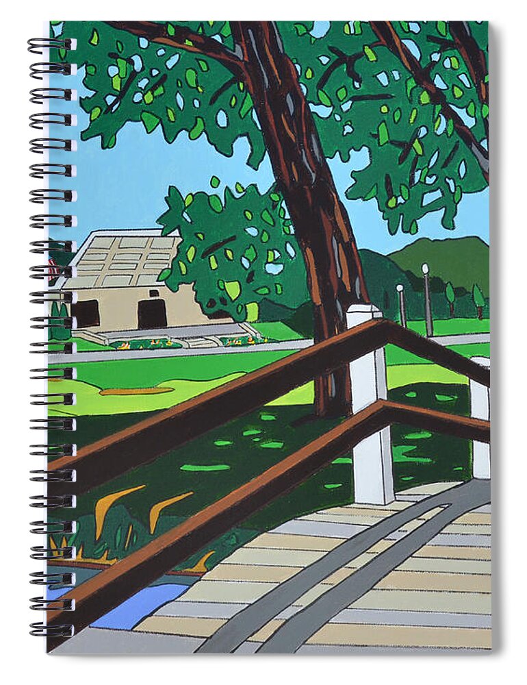 Valley Stream Spiral Notebook featuring the painting The Village Green by Mike Stanko
