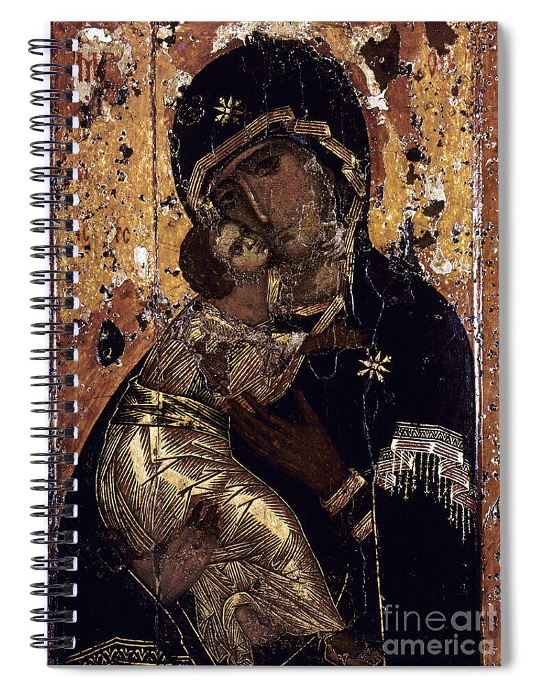 12th Century Spiral Notebook featuring the painting The Virgin Of Vladimir by Granger