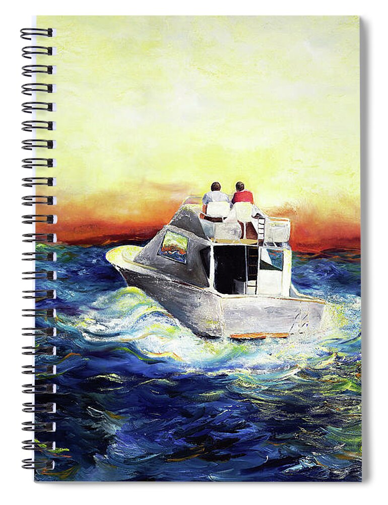 Seascape Spiral Notebook featuring the painting The Voyage by Anitra Handley-Boyt