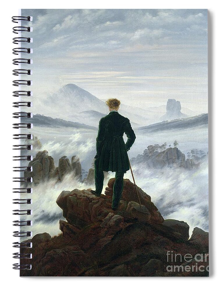 The Spiral Notebook featuring the painting The Wanderer above the Sea of Fog by Caspar David Friedrich