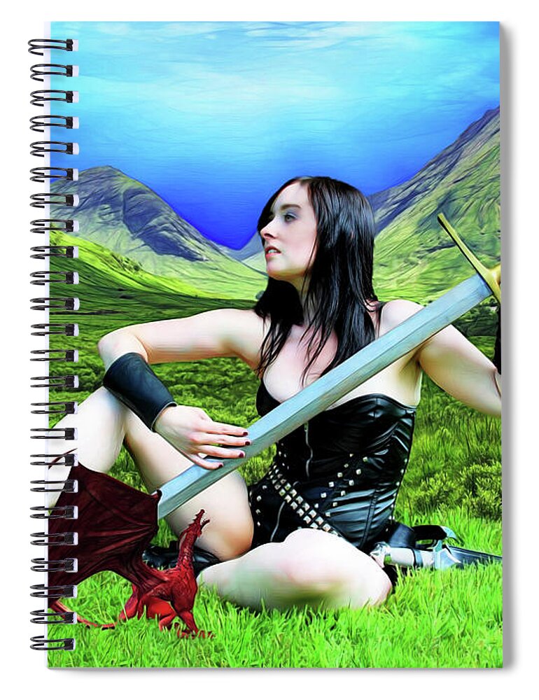 Dragon Spiral Notebook featuring the photograph The Warrior And The Pseudo Dragon by Jon Volden